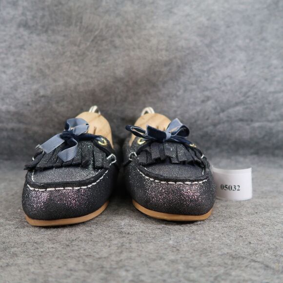 Sperry Shoes Women 6 Moccasin Flats Slip On Leather Metallic Shimmer Slipper Bow - Picture 2 of 13